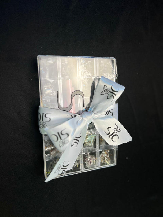 Caja con cristales hotfix variedad de tonos, con katana