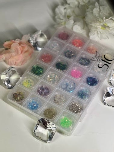 set de glittter para uñas